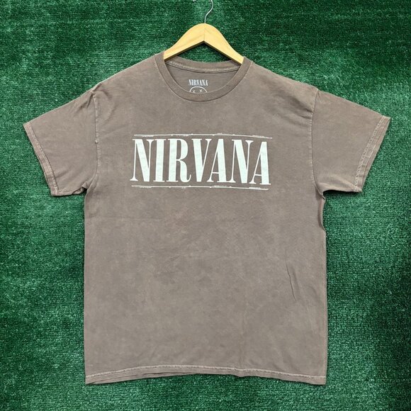Nirvana Nevermind Smiley Grunge Band T-Shirt Size Large - Picture 1 of 4
